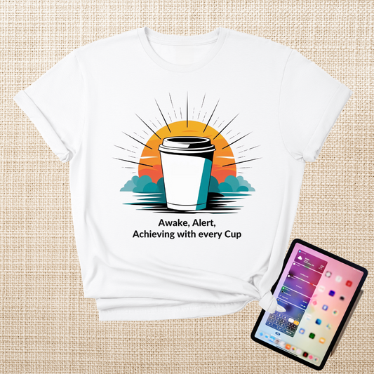 Awake, Alert, Achieving with every cup T-Shirt